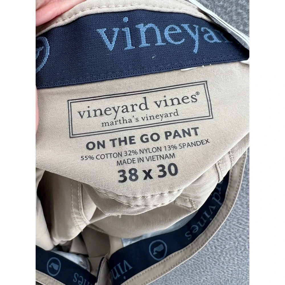 Vineyard Vines Mens On The Go Pants Mens 38x30 Khaki Tan Performance Chino